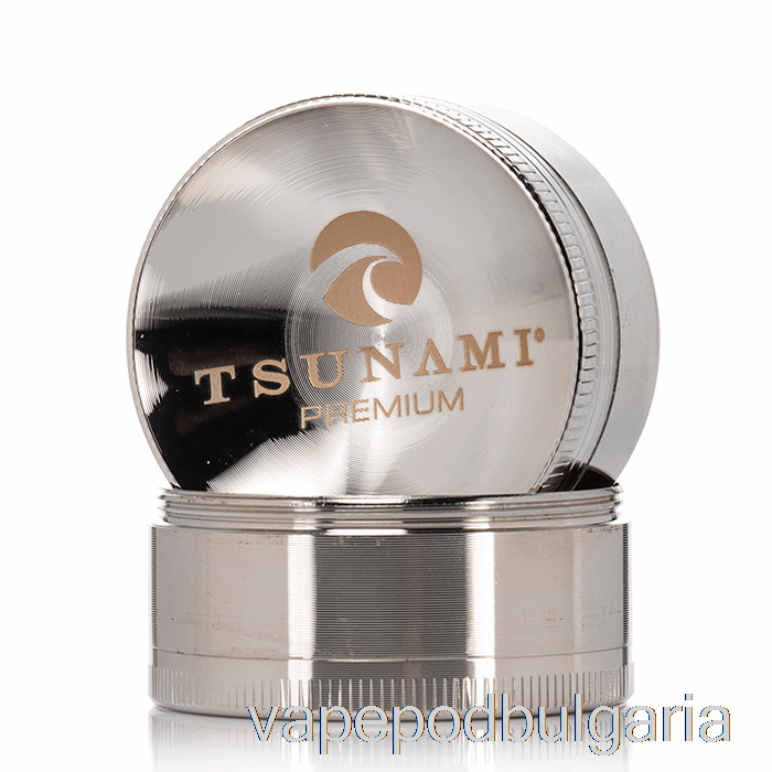 Vape 10000 Дръпки Tsunami 1.9inch 4-piece Sunken Top Grinder Silver (50mm)